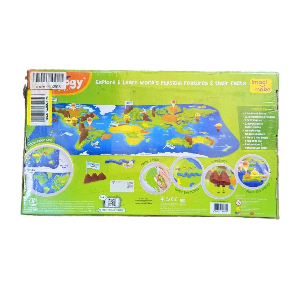 Imagi Make Mapology World Physical Features Puzzle Kids Unisex OS Blue 125pc NEW